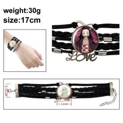 Demon Slayer Kimets Anime bracelet multi-layer leather gemstone bracelet price for 5 pcs