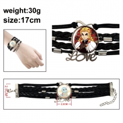 Demon Slayer Kimets Anime bracelet multi-layer leather gemstone bracelet price for 5 pcs