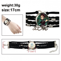 Demon Slayer Kimets Anime bracelet multi-layer leather gemstone bracelet price for 5 pcs