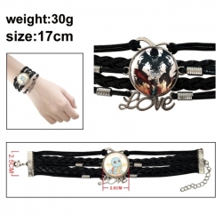 Black Clover Anime bracelet multi-layer leather gemstone bracelet price for 5 pcs