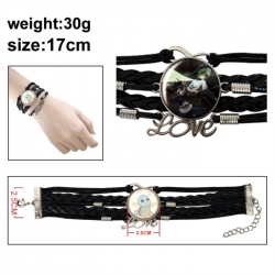 Black Clover Anime bracelet multi-layer leather gemstone bracelet price for 5 pcs