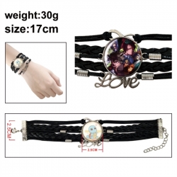 Black Clover Anime bracelet multi-layer leather gemstone bracelet price for 5 pcs