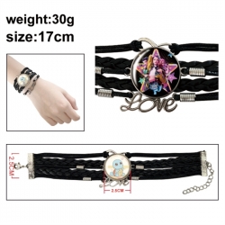 K-Pop Demon Hunters Anime bracelet multi-layer leather gemstone bracelet price for 5 pcs