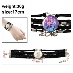 K-Pop Demon Hunters Anime bracelet multi-layer leather gemstone bracelet price for 5 pcs