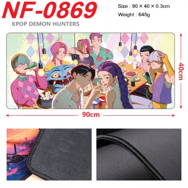 K-Pop Demon Hunters Anime peripheral lock edge mouse pad 90X40cm
