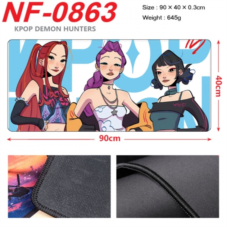 K-Pop Demon Hunters Anime peripheral lock edge mouse pad 90X40cm