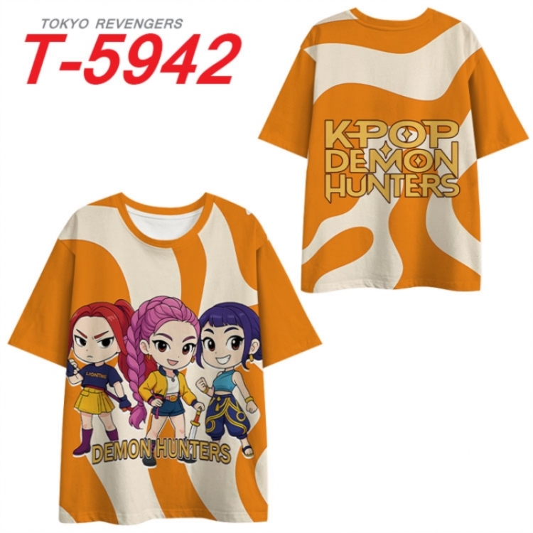 K-Pop Demon Hunters Anime Full Color Milk Silk Short Sleeve T-Shirt from S to 6XL