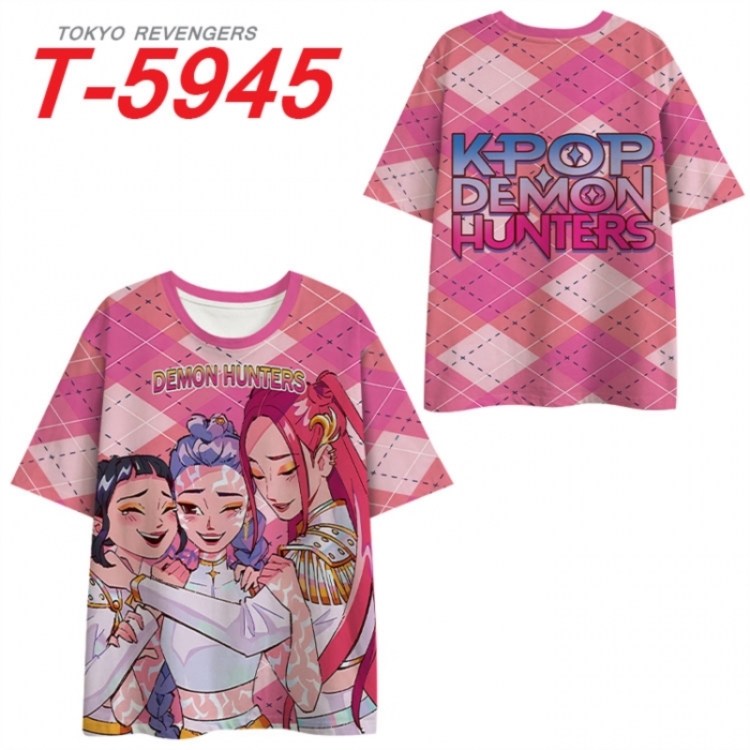 K-Pop Demon Hunters Anime Full Color Milk Silk Short Sleeve T-Shirt from S to 6XL