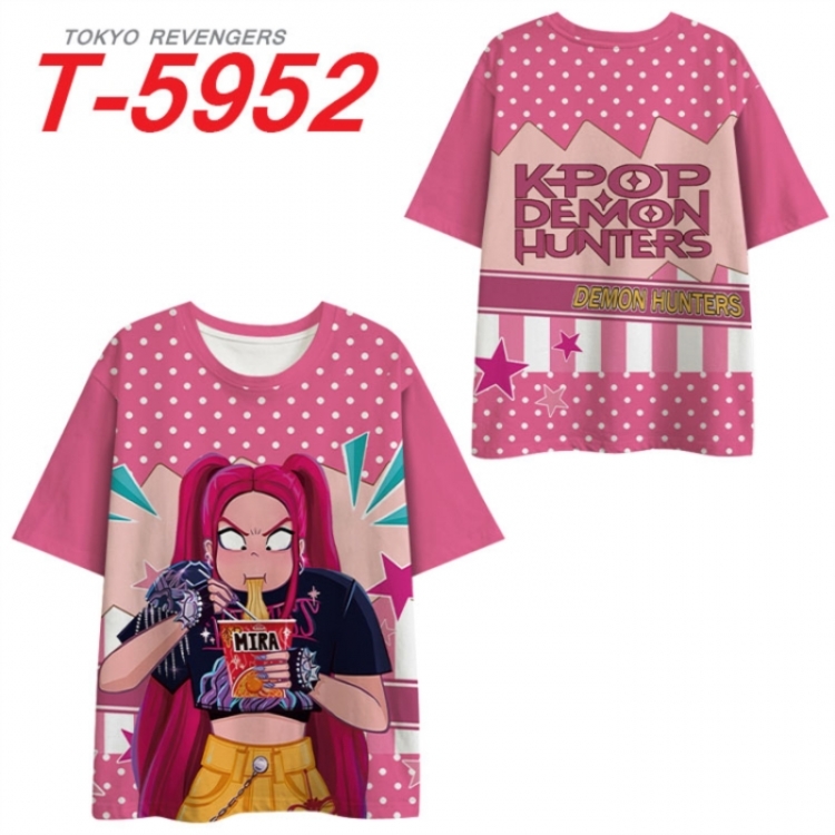 K-Pop Demon Hunters Anime Full Color Milk Silk Short Sleeve T-Shirt from S to 6XL