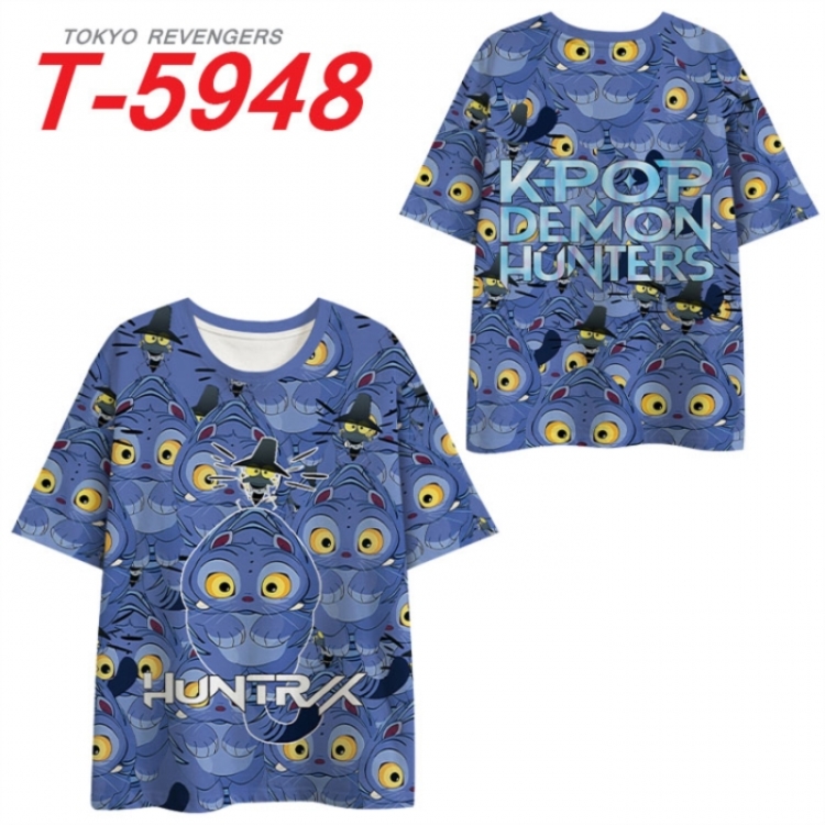 K-Pop Demon Hunters Anime Full Color Milk Silk Short Sleeve T-Shirt from S to 6XL