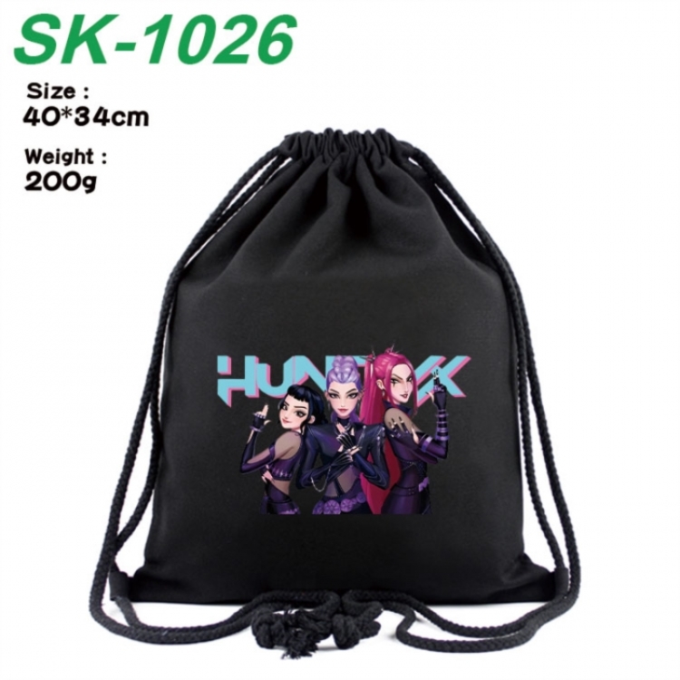K-Pop Demon Hunters Anime peripheral 16 inch canvas bundle pocket hot stamping design 40x34cm 200g