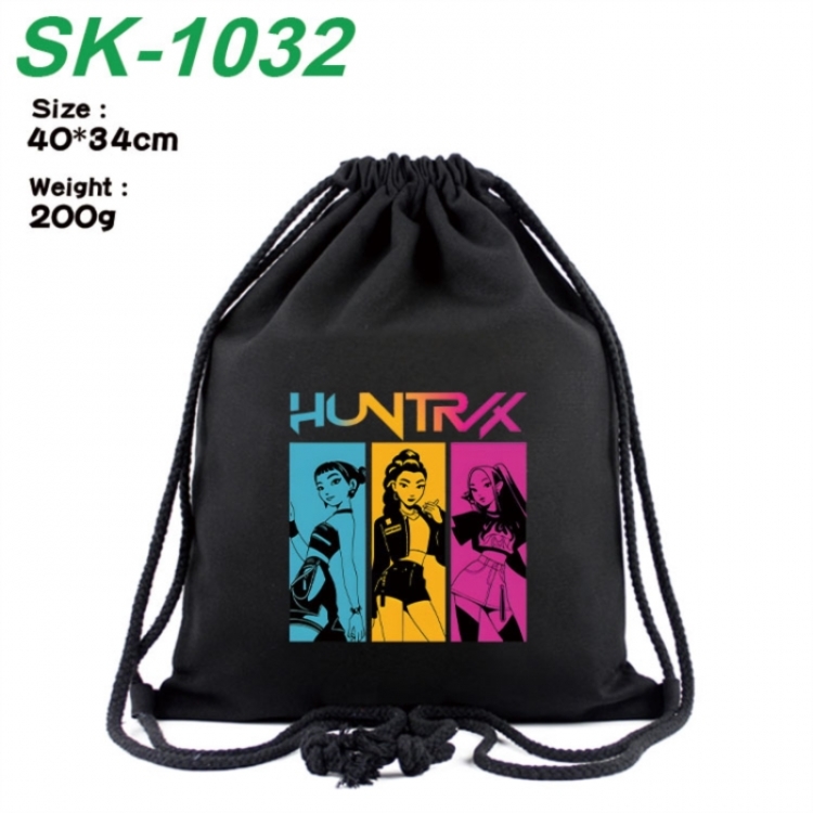 K-Pop Demon Hunters Anime peripheral 16 inch canvas bundle pocket hot stamping design 40x34cm 200g