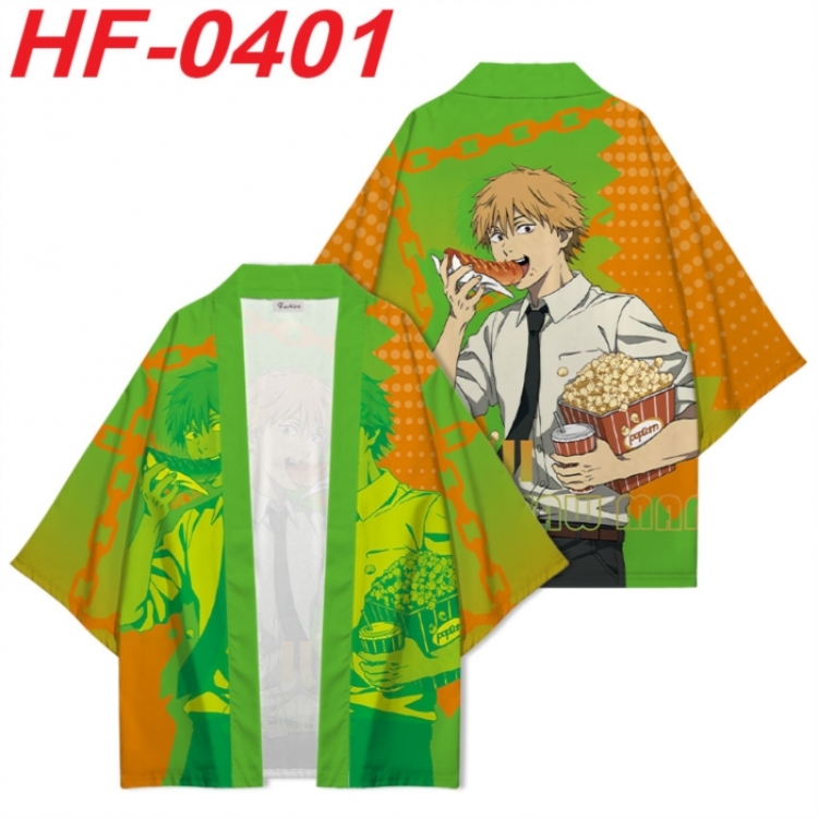 Chainsaw Man Anime digital printed French velvet kimono top from S to 4XL 