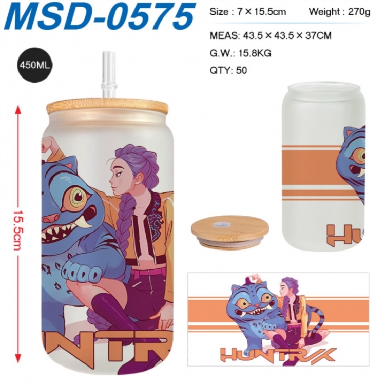 K-Pop:Demon Hunters Anime frosted glass cup with straw 450ML