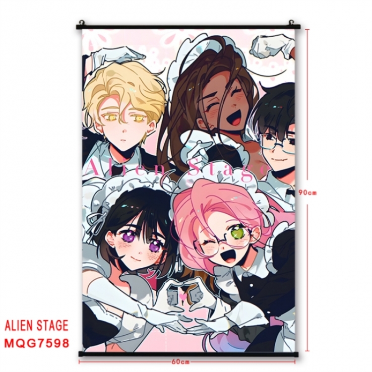 Alien Stage Anime black Plastic rod Cloth painting Satin cloth Wall Scroll 60X90CM 