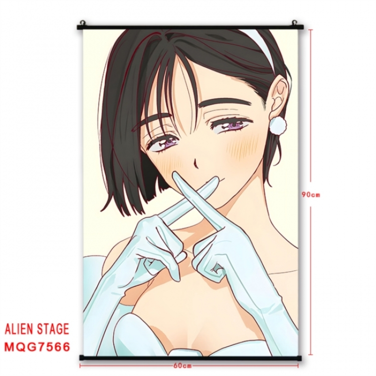 Alien Stage Anime black Plastic rod Cloth painting Satin cloth Wall Scroll 60X90CM 