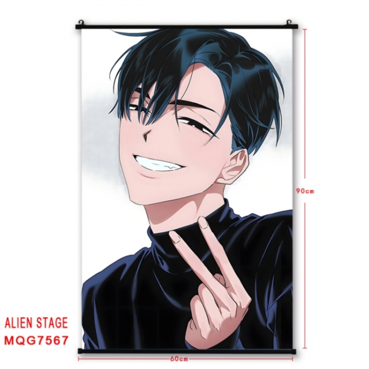 Alien Stage Anime black Plastic rod Cloth painting Satin cloth Wall Scroll 60X90CM 