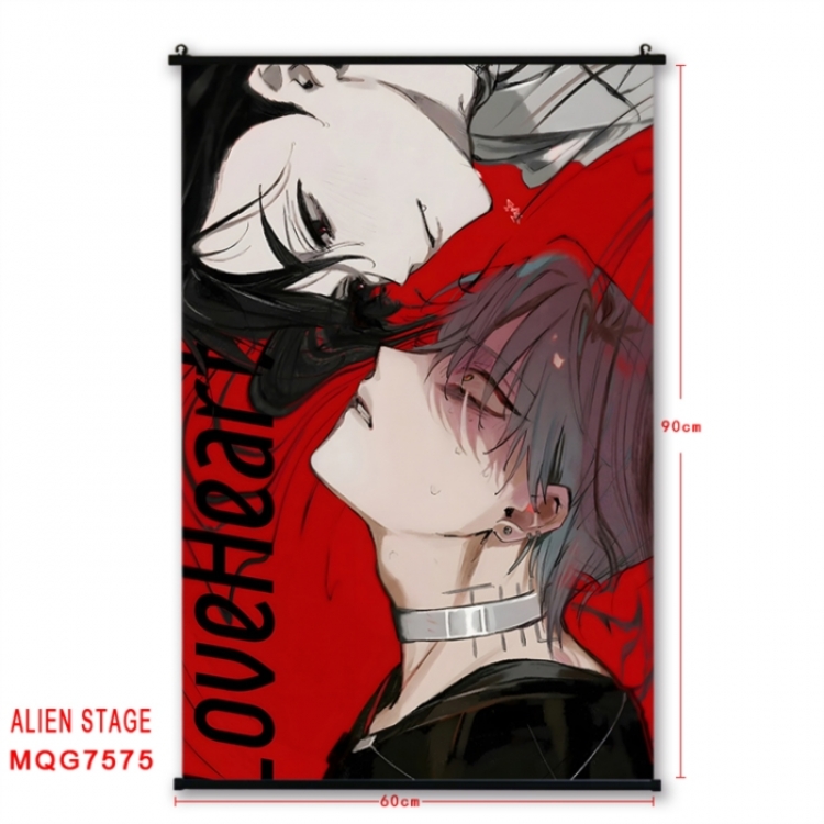 Alien Stage Anime black Plastic rod Cloth painting Satin cloth Wall Scroll 60X90CM 