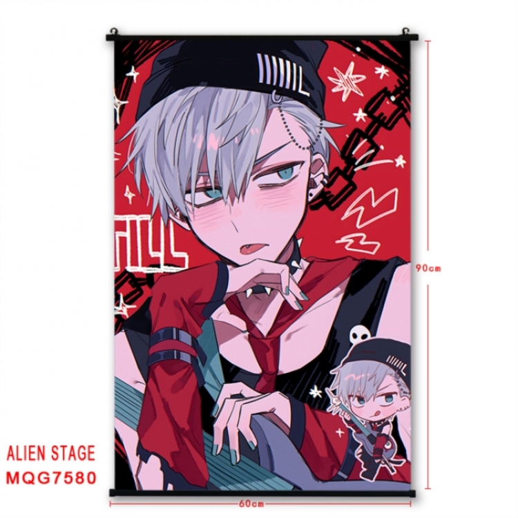 Alien Stage Anime black Plastic rod Cloth painting Satin cloth Wall Scroll 60X90CM 