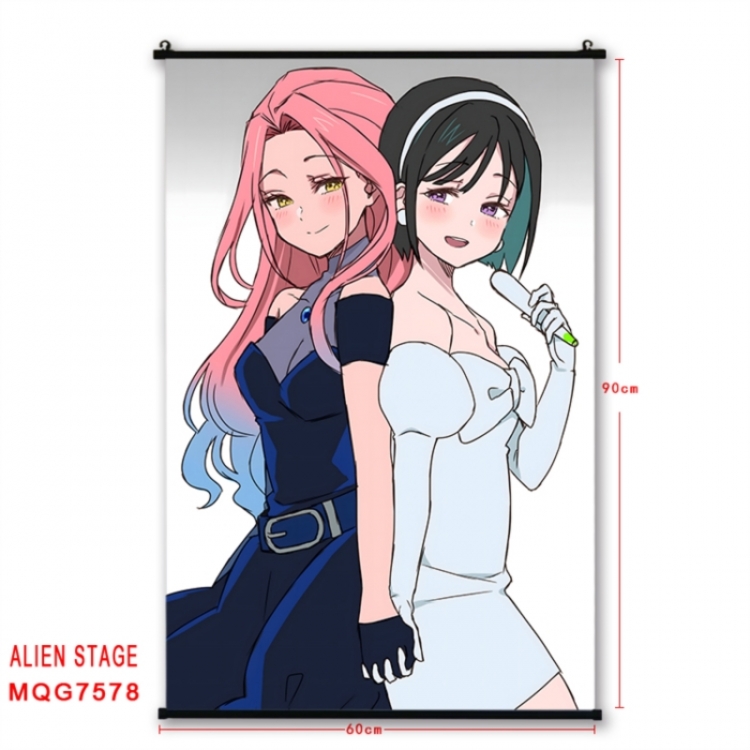 Alien Stage Anime black Plastic rod Cloth painting Satin cloth Wall Scroll 60X90CM 