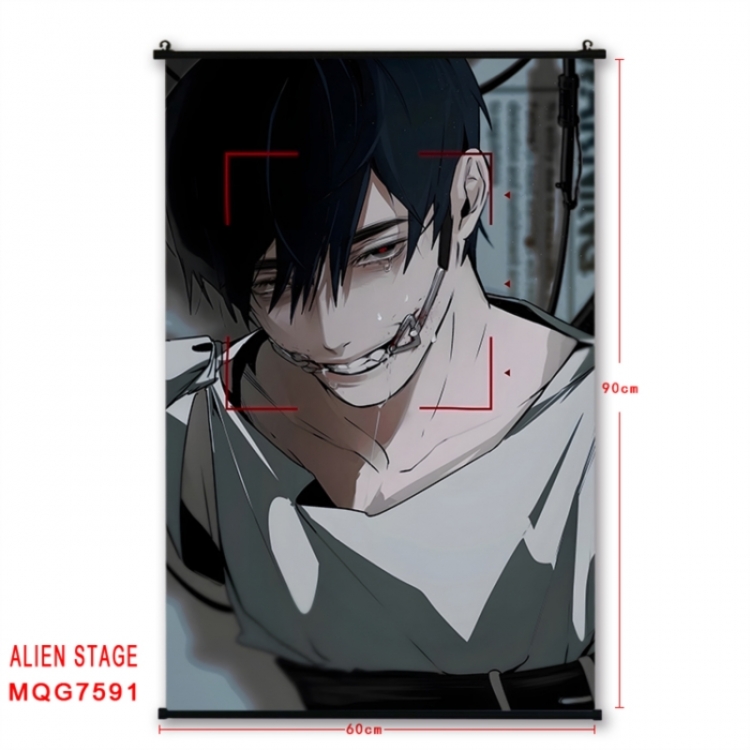 Alien Stage Anime black Plastic rod Cloth painting Satin cloth Wall Scroll 60X90CM 