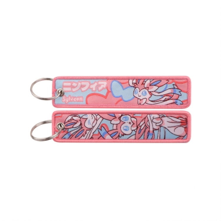 Pokemon Double sided color woven label keychain with thickened hanging rope 13x3cm 10G price for 5 pcs