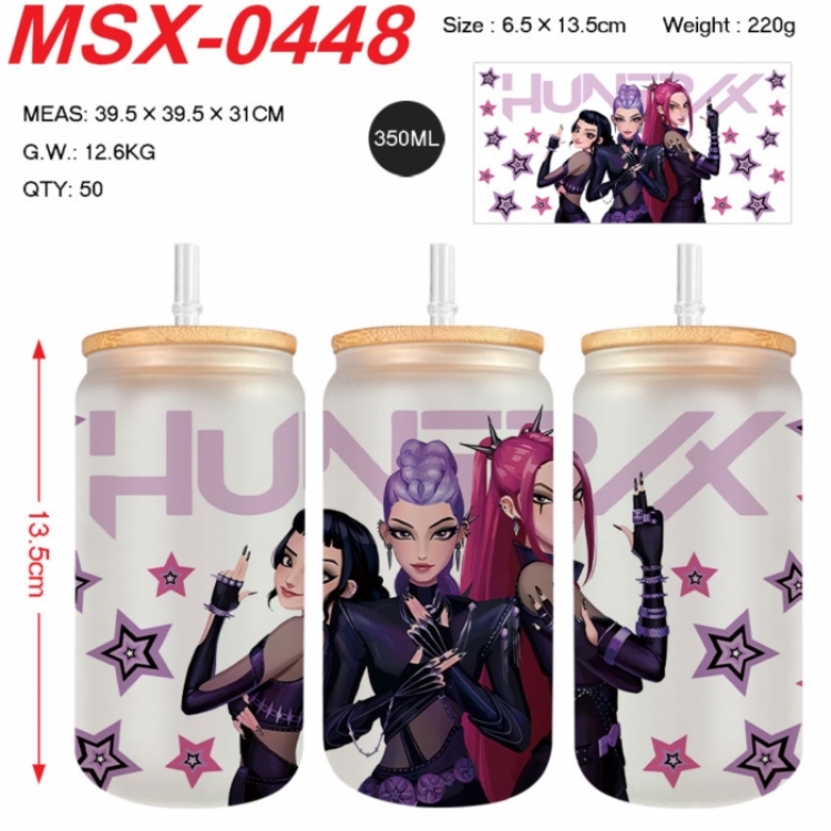 K-Pop:Demon Hunters Anime frosted glass cup with straw 350ML