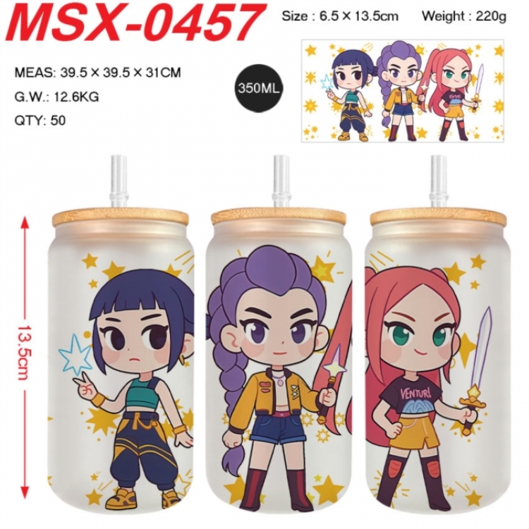 K-Pop:Demon Hunters Anime frosted glass cup with straw 350ML