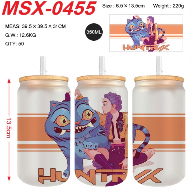 K-Pop:Demon Hunters Anime frosted glass cup with straw 350ML