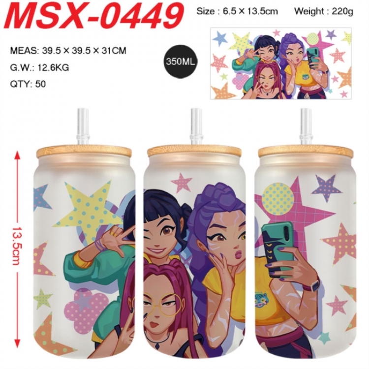 K-Pop:Demon Hunters Anime frosted glass cup with straw 350ML