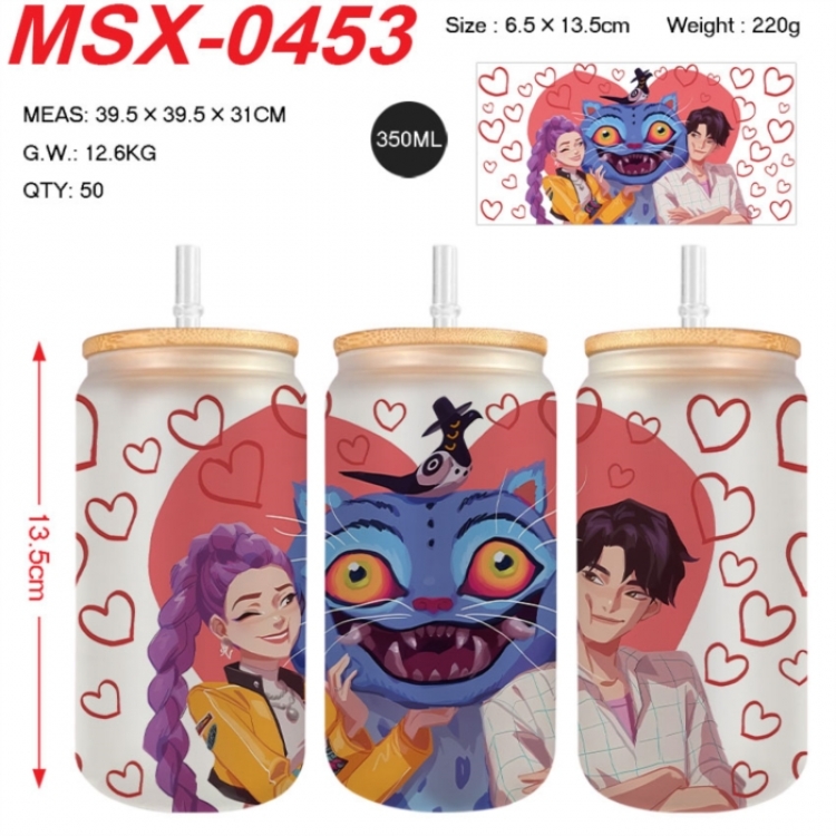 K-Pop:Demon Hunters Anime frosted glass cup with straw 350ML