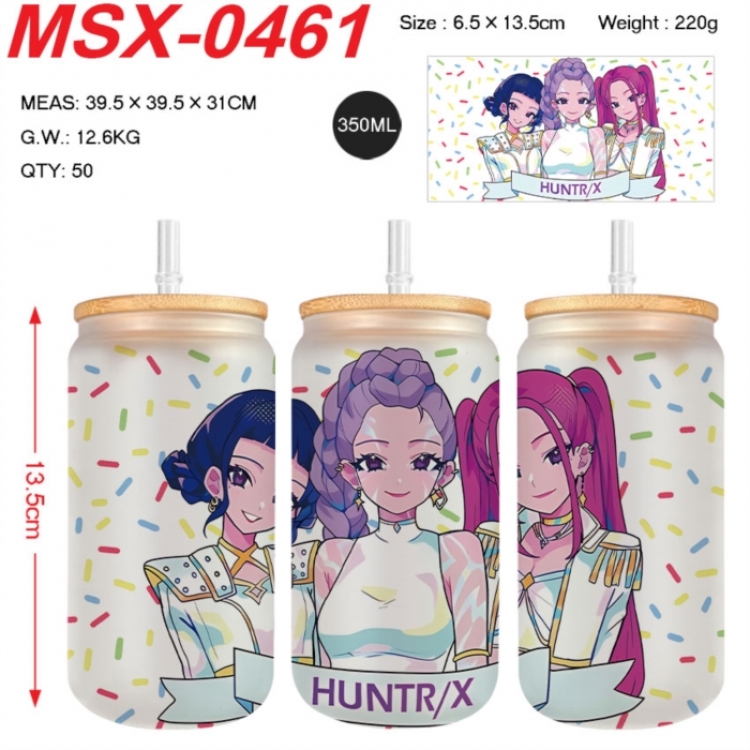 K-Pop:Demon Hunters Anime frosted glass cup with straw 350ML