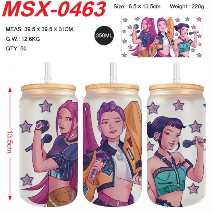 K-Pop:Demon Hunters Anime frosted glass cup with straw 350ML