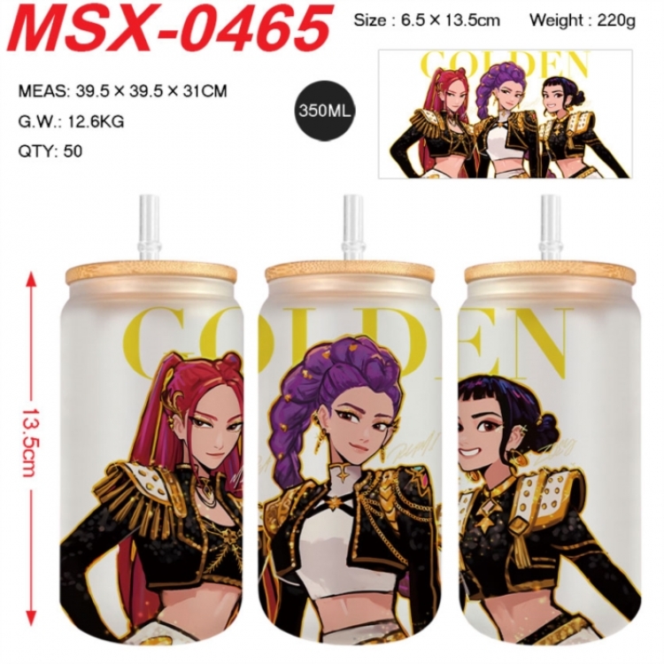 K-Pop:Demon Hunters Anime frosted glass cup with straw 350ML