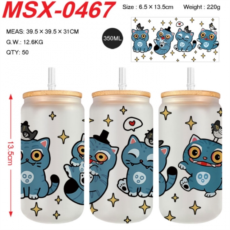 K-Pop:Demon Hunters Anime frosted glass cup with straw 350ML