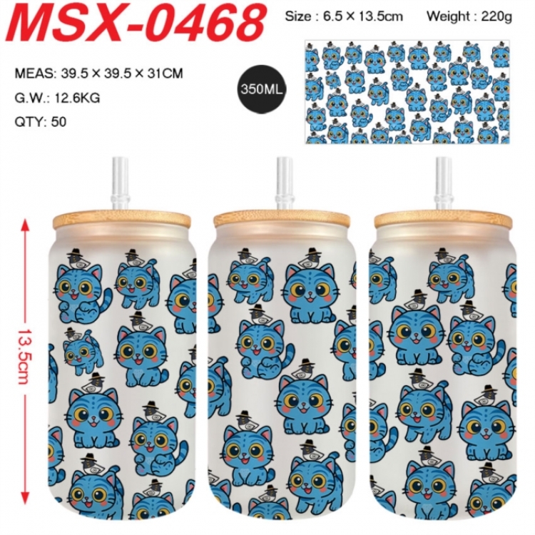 K-Pop:Demon Hunters Anime frosted glass cup with straw 350ML