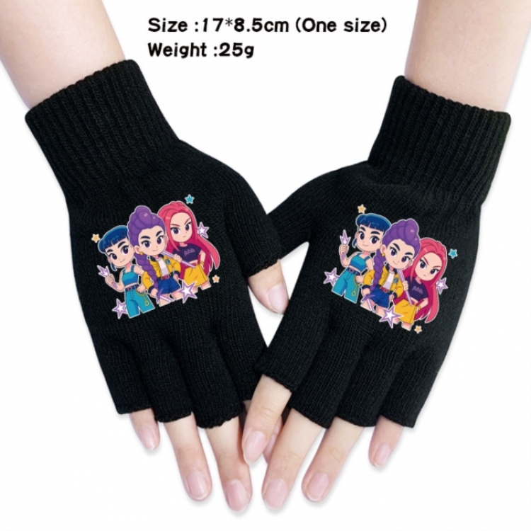 K-Pop:Demon Hunters Anime knitted half finger gloves 17x8.5cm