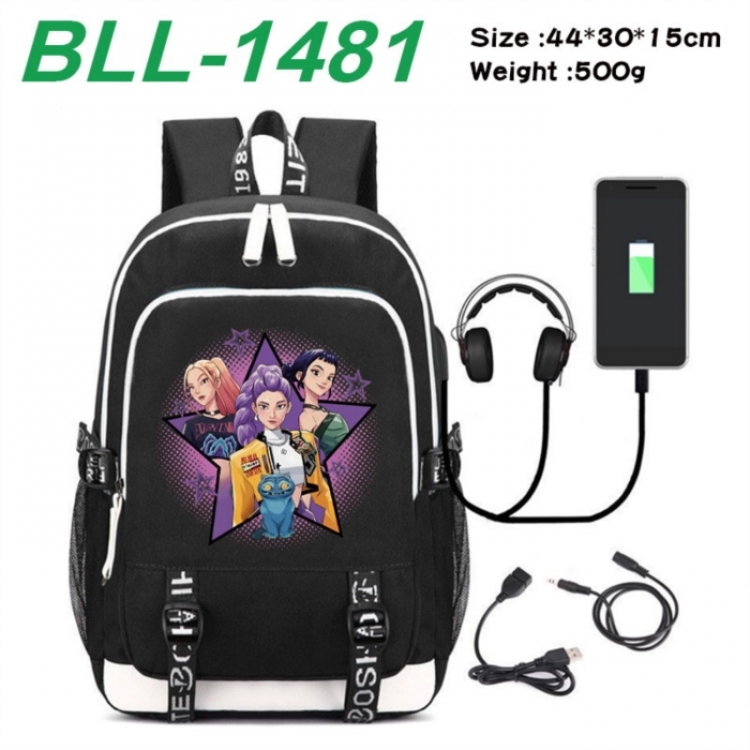 K-Pop:Demon Hunters Game Canvas Backpack Waterproof School Bag 44X30X15CM 500G