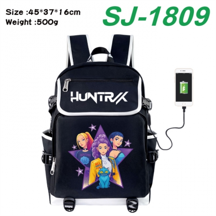 K-Pop:Demon Hunters Anime Flip Data Cable USB Backpack School Bag 45X37X16CM