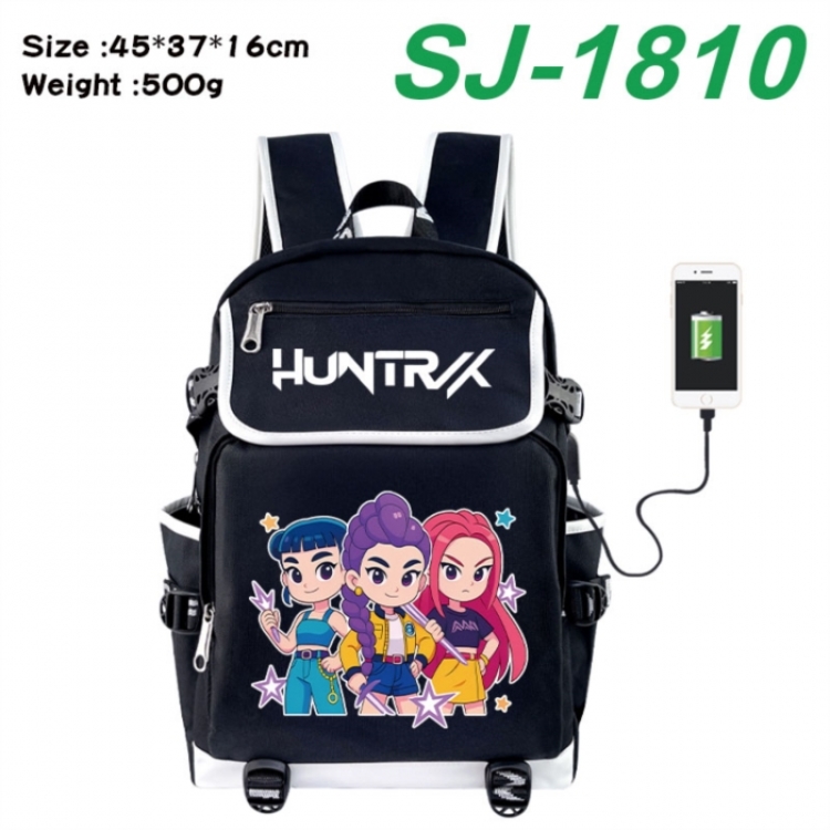 K-Pop:Demon Hunters Anime Flip Data Cable USB Backpack School Bag 45X37X16CM