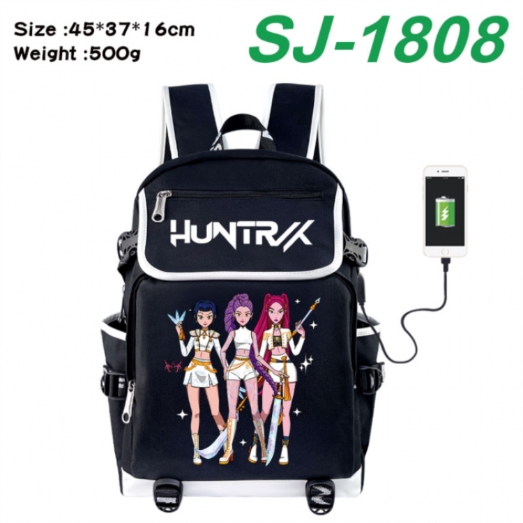 K-Pop:Demon Hunters Anime Flip Data Cable USB Backpack School Bag 45X37X16CM