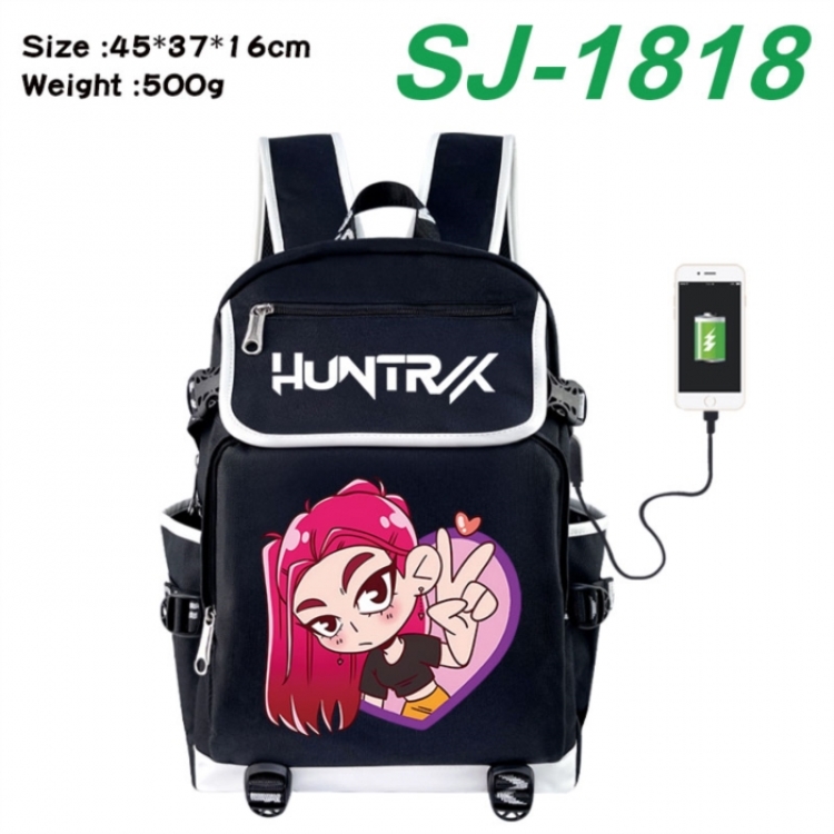 K-Pop:Demon Hunters Anime Flip Data Cable USB Backpack School Bag 45X37X16CM