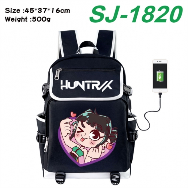K-Pop:Demon Hunters Anime Flip Data Cable USB Backpack School Bag 45X37X16CM