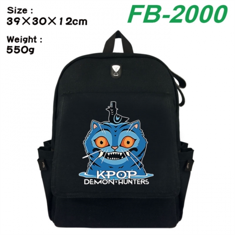 K-Pop:Demon Hunters Canvas Flip Backpack Student Schoolbag Headphone Hole 39X30X12CM 