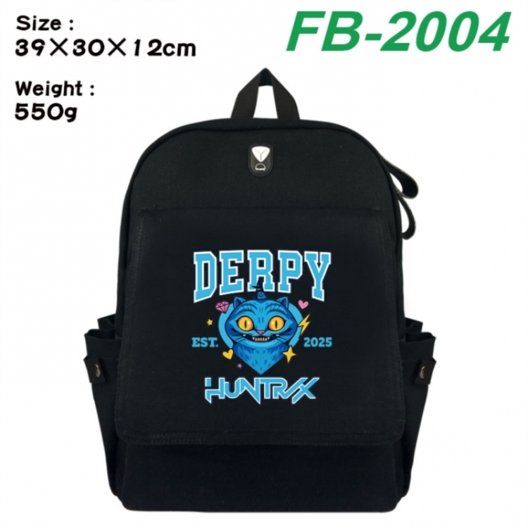 K-Pop:Demon Hunters Canvas Flip Backpack Student Schoolbag Headphone Hole 39X30X12CM 