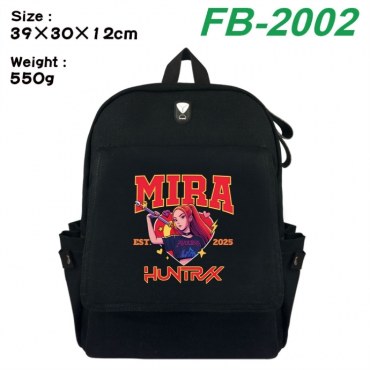 K-Pop:Demon Hunters Canvas Flip Backpack Student Schoolbag Headphone Hole 39X30X12CM 
