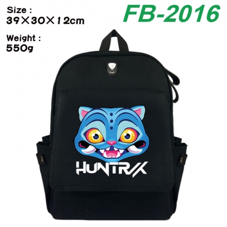 K-Pop:Demon Hunters Canvas Flip Backpack Student Schoolbag Headphone Hole 39X30X12CM 