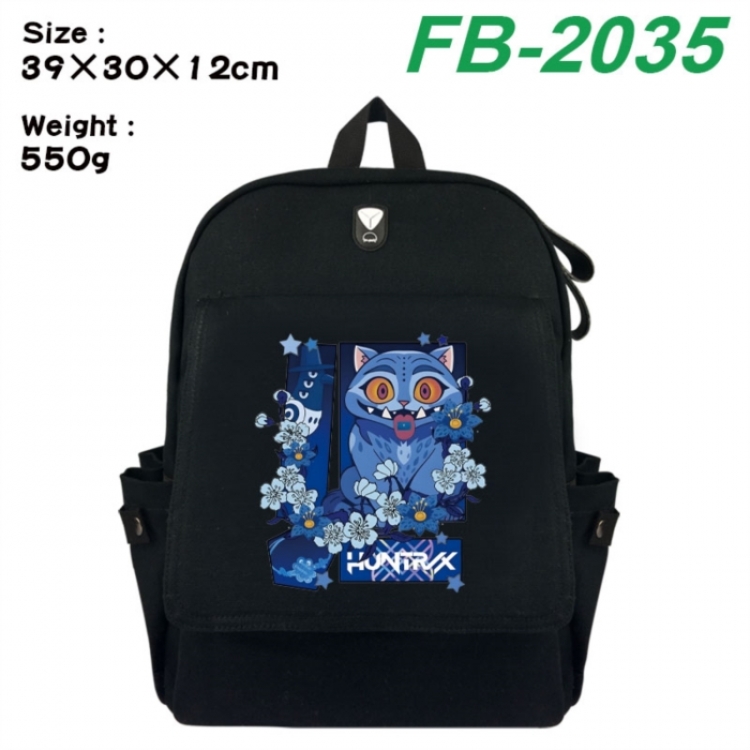 K-Pop:Demon Hunters Canvas Flip Backpack Student Schoolbag Headphone Hole 39X30X12CM 