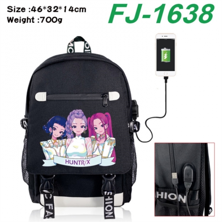 K-Pop:Demon Hunters canvas USB backpack cartoon print student backpack 46X32X14CM 700g 