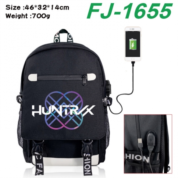 K-Pop:Demon Hunters canvas USB backpack cartoon print student backpack 46X32X14CM 700g 